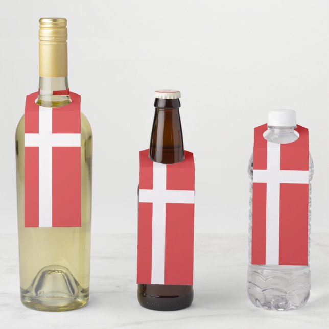 Étiquettes Pour Bouteilles Drapeau du Danemark (En situation)
