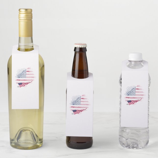 Étiquettes Pour Bouteilles Drapeau USA (En situation)