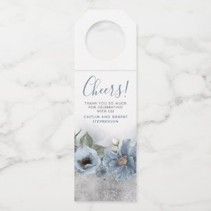 Étiquettes Pour Bouteilles Dusty Blue et Silver Parties scintillant Mariage m