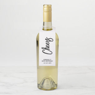 Étiquettes Pour Bouteilles Élégance noir et blanc avec lettre de pinceau pour