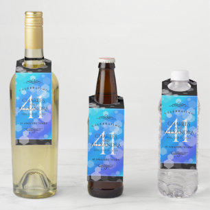 Étiquettes Pour Bouteilles Élégant 41ème anniversaire Mariage de Topaz Bleu