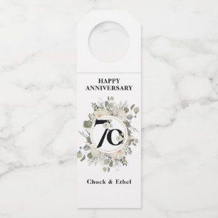 Étiquettes Pour Bouteilles Élégant floral pastel 70e ANNIVERSAIRE