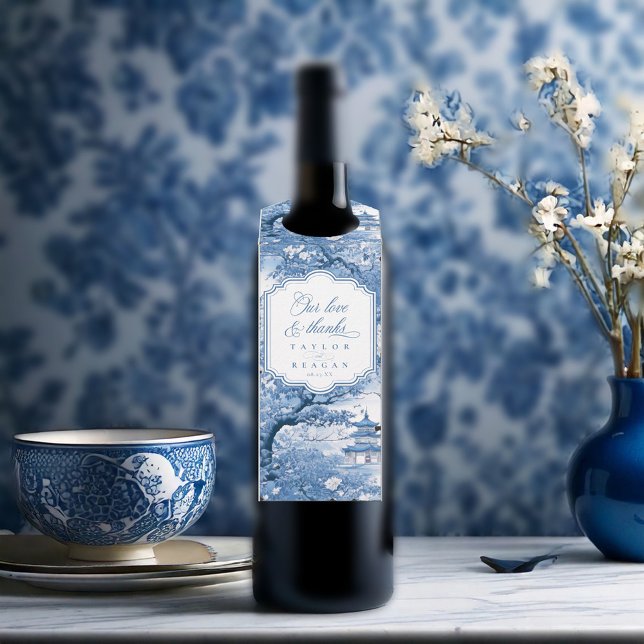 Étiquettes Pour Bouteilles Élégant Mariage Chinoiserie Merci ID1094 (Créateur téléchargé)