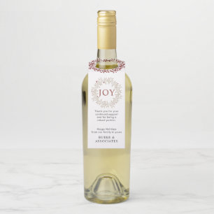 Étiquettes Pour Bouteilles Elégant Moderne Rustique Wreath Joy Holiday Busine