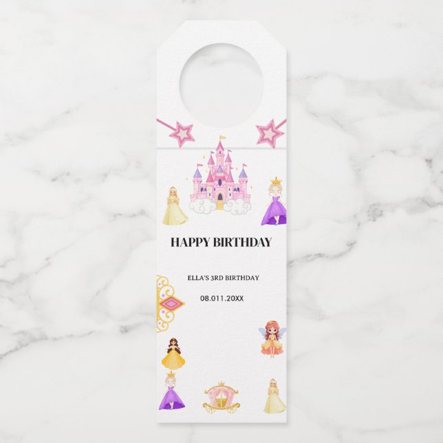 Étiquettes Pour Bouteilles Elegant Princess Birthday Celebration (Devant)
