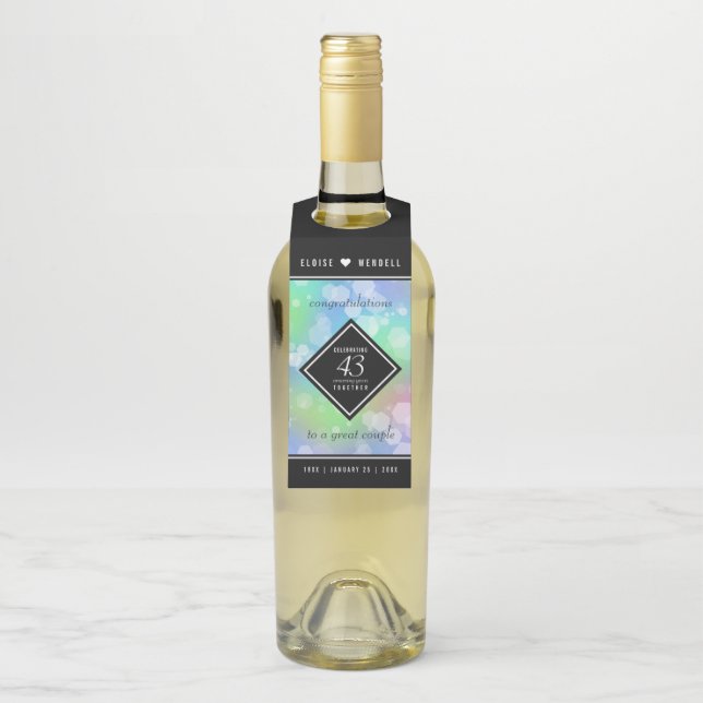 Étiquettes Pour Bouteilles Élégante 43ème anniversaire du Mariage Opal (Sur bouteille)