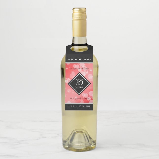 Étiquettes Pour Bouteilles Elégante 80ème anniversaire du Mariage de Ruby (Sur bouteille)