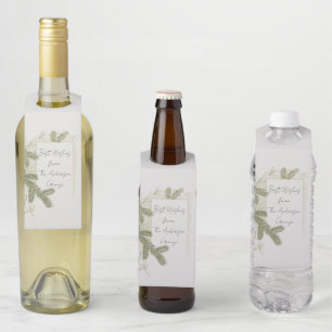 Étiquettes Pour Bouteilles Elégante Ferns Custom Christmas Corporate