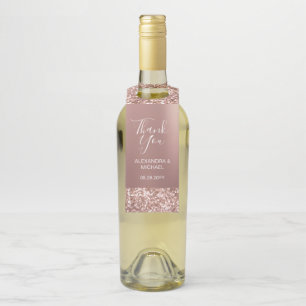 Étiquettes Pour Bouteilles Élégante Rose simple Parties scintillant or Merci