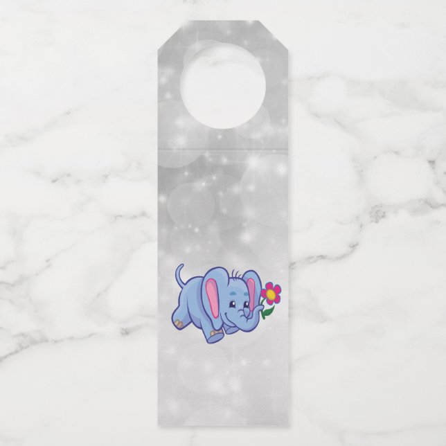 Étiquettes Pour Bouteilles Éléphant de dessin animé mignon (Devant)