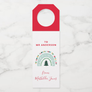 Étiquettes Pour Bouteilles Enseignant de Noël rainbow belle liste