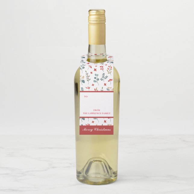 Étiquettes Pour Bouteilles Eucalyptus Botanique Baies Floral Noël (Sur bouteille)