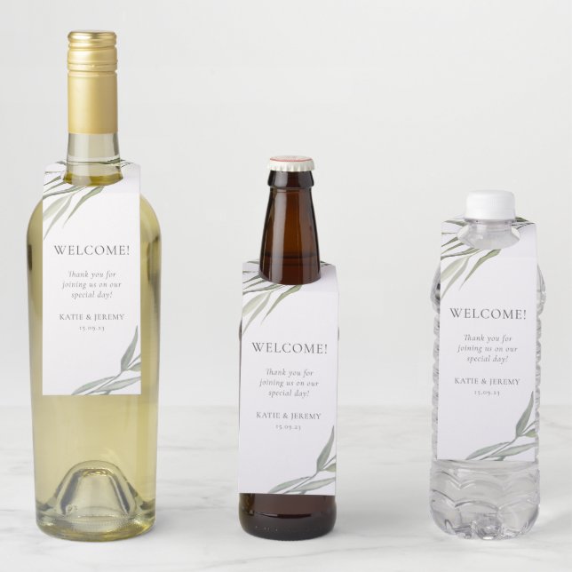 Étiquettes Pour Bouteilles Eucalyptus gomme Feuille verdure (En situation)