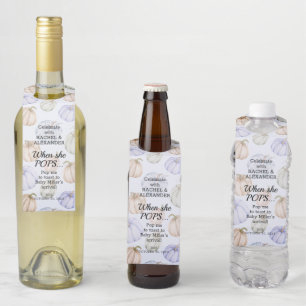 Étiquettes Pour Bouteilles Fait de pop-It pour Baby Shower Citrouille Bleue