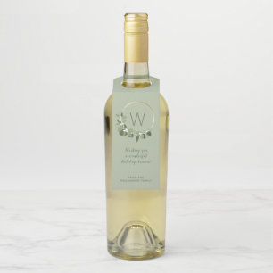 Étiquettes Pour Bouteilles Famille de courbes Monogramme vert personnalisé