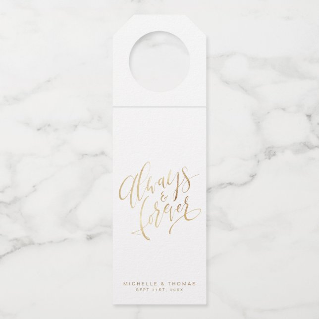 Étiquettes Pour Bouteilles Faux Gold Moderne Simple Toujours Et Toujours Scri (Devant)