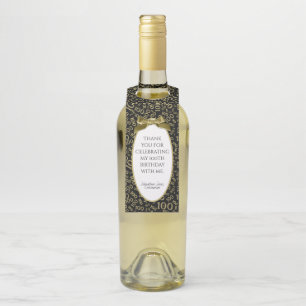 Étiquettes Pour Bouteilles Fête d'anniversaire de l'or de "Merci"/Black100th