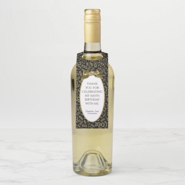 Étiquettes Pour Bouteilles Fête d'anniversaire de l'or de "Merci"/Black100th (Sur bouteille)