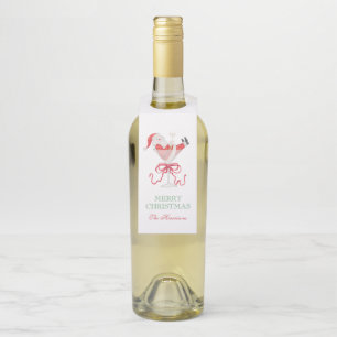 Étiquettes Pour Bouteilles Fête de cocktail de Noël au Père Noël aquarelle