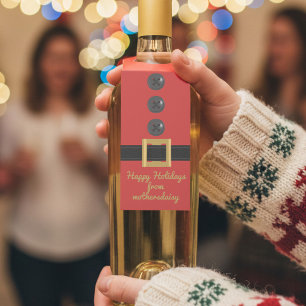 Étiquettes Pour Bouteilles Fête de Noël Red Elf Père Noël Suit Festive