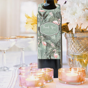 Étiquettes Pour Bouteilles Flamant rose Orchidée Tropical Motif Sage ID868