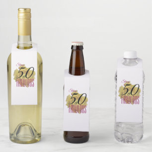 Étiquettes Pour Bouteilles Fleur de Cactus Jaune 50 ans et Joyeux Anniversair