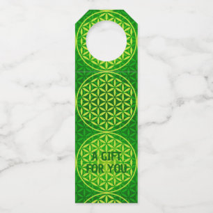 Étiquettes Pour Bouteilles FLEUR DE VIE - motif mélange vert