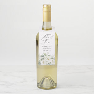 Étiquettes Pour Bouteilles Fleurs blanches et verdure Mariage personnalisé