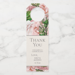 Étiquettes Pour Bouteilles Fleurs Botaniques Roses Pâles Mariage Vintage