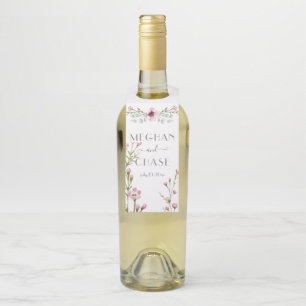 Étiquettes Pour Bouteilles Fleurs d'anémones roses mignonnes et Eucalyptus