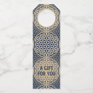 Étiquettes Pour Bouteilles FLEURS DE VIE - motif de sable bleu