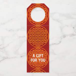 Étiquettes Pour Bouteilles FLEURS DE VIE - motif rouge orange