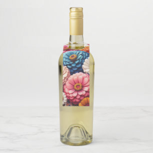 Étiquettes Pour Bouteilles Floral coloré/Zinnia printanière/Rose
