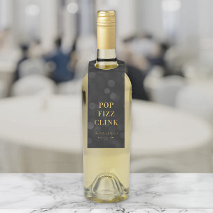 Étiquettes Pour Bouteilles Fond Flou Sombre Faux Or Pop Fizz Clink