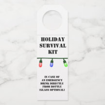 Funny Holiday Survival Wine Bottle Tags ensemble 6
