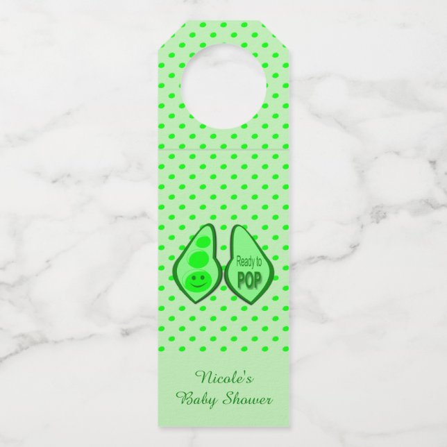 Étiquettes Pour Bouteilles Futur Maman Baby Shower Pois Vert (Devant)