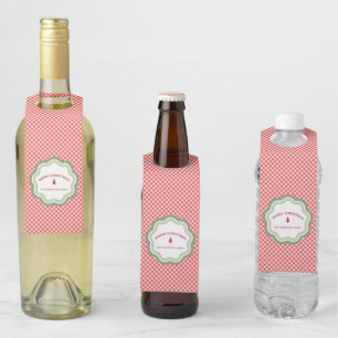 Étiquettes Pour Bouteilles Gingham à carreaux rouges Joyeux Noël Personnalisé