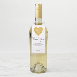 Étiquettes Pour Bouteilles Gold Foil Coeur Mariage Faveur Merci