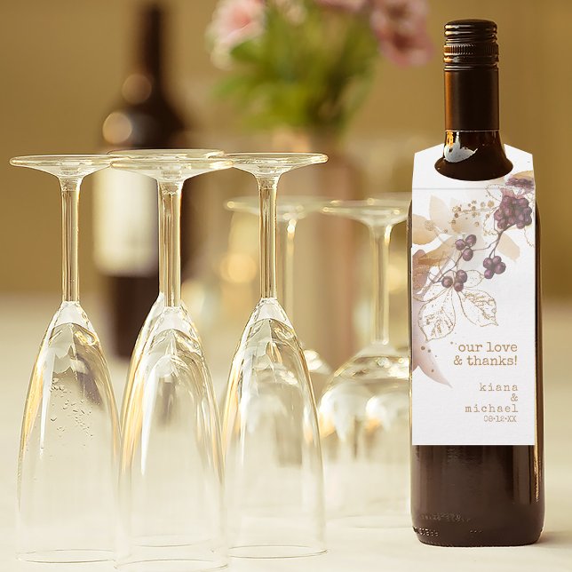 Étiquettes Pour Bouteilles Golden Automne Mariage Berries Love Thanks ID655 (Wine Bottle In Situ)