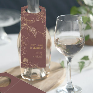 Étiquettes Pour Bouteilles Golden Leaf Motif Mariage Gold/Bourgogne ID655