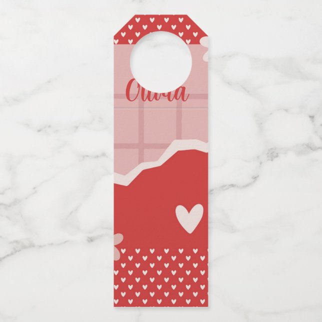 Étiquettes Pour Bouteilles Gras Red Heart Love Design - Parfait pour Gi perso (Devant)