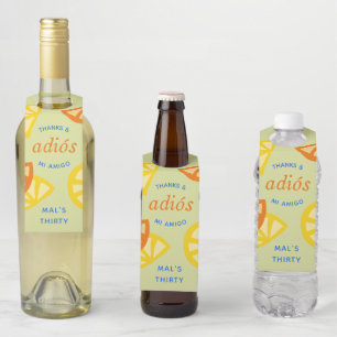 Étiquettes Pour Bouteilles Green 30th Birthday Mexican Adios 20s Favor