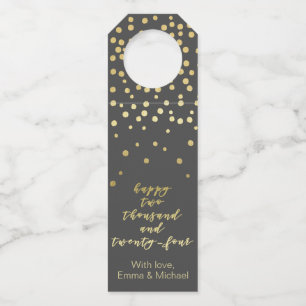 Étiquettes Pour Bouteilles Happy 2024 - Gold Script & Gold Sparkles