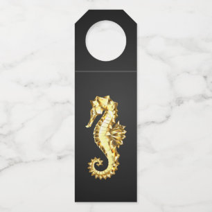 Étiquettes Pour Bouteilles Hippocampe polygonal doré