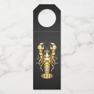 Étiquettes Pour Bouteilles Homard polygonal doré écrevisse sur fond noir