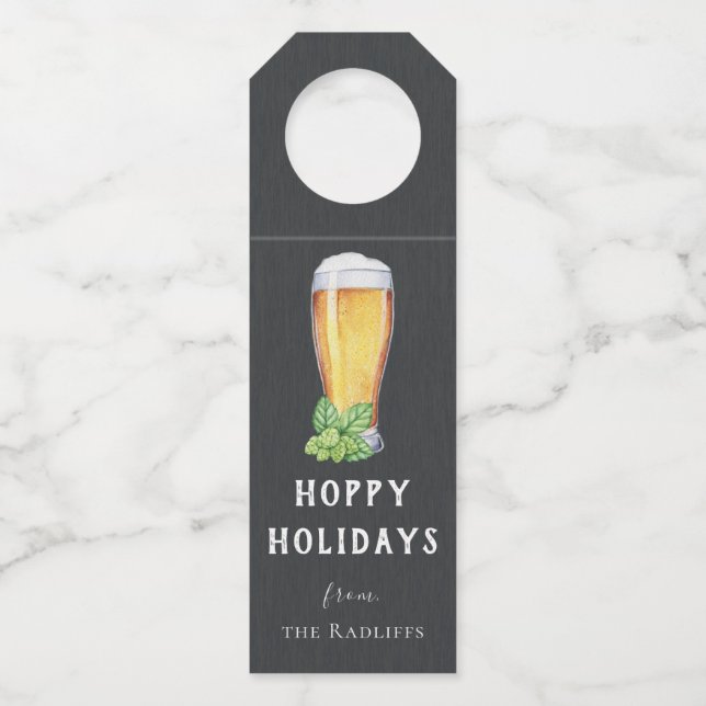 Étiquettes Pour Bouteilles Hoppy Holidays Chalkboard Bottle Hanger (Devant)