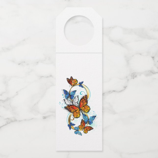 Étiquettes Pour Bouteilles Infinité de papillons monarques (Devant)
