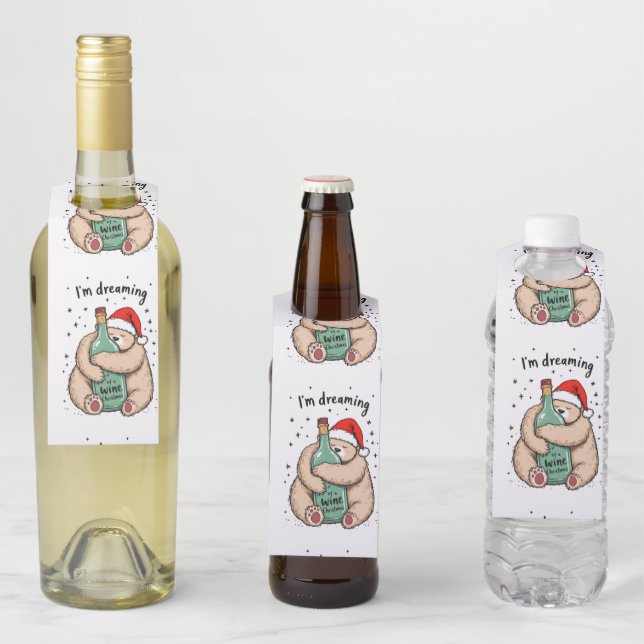 Étiquettes Pour Bouteilles Je rêve d'un Noël de vin (En situation)