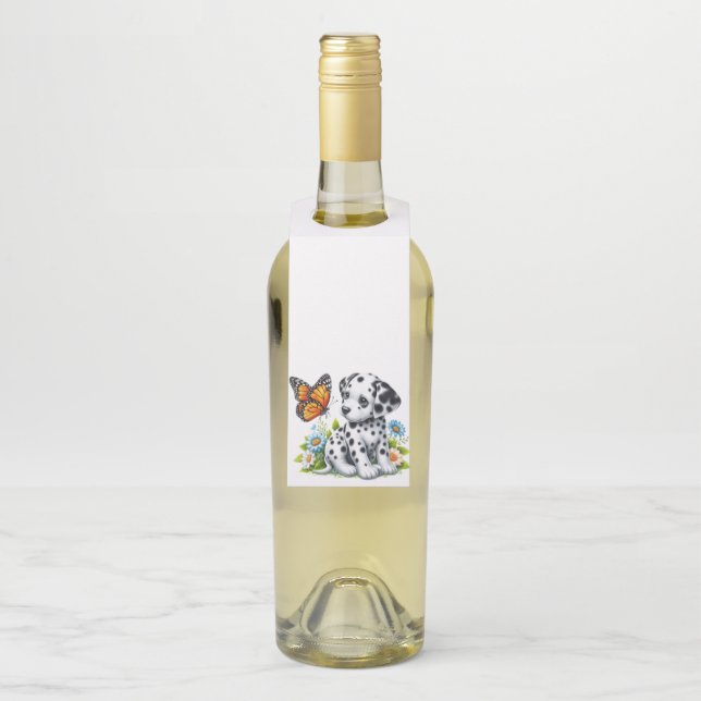 Étiquettes Pour Bouteilles Joli(e) ami(e) dalmate/papillon (Sur bouteille)