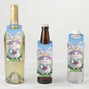 Étiquettes Pour Bouteilles Joli Lapin de Pâques 01